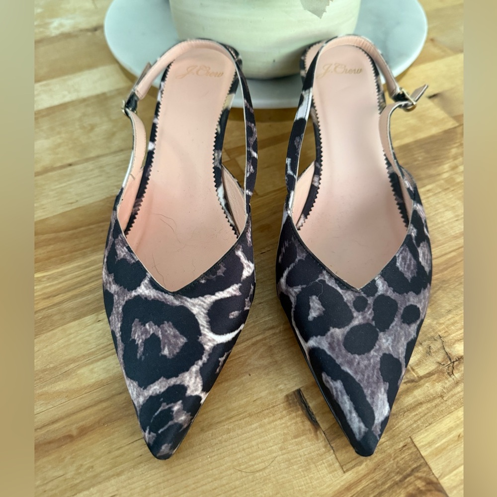 J. Crew Black and Gray Animal Print Heels